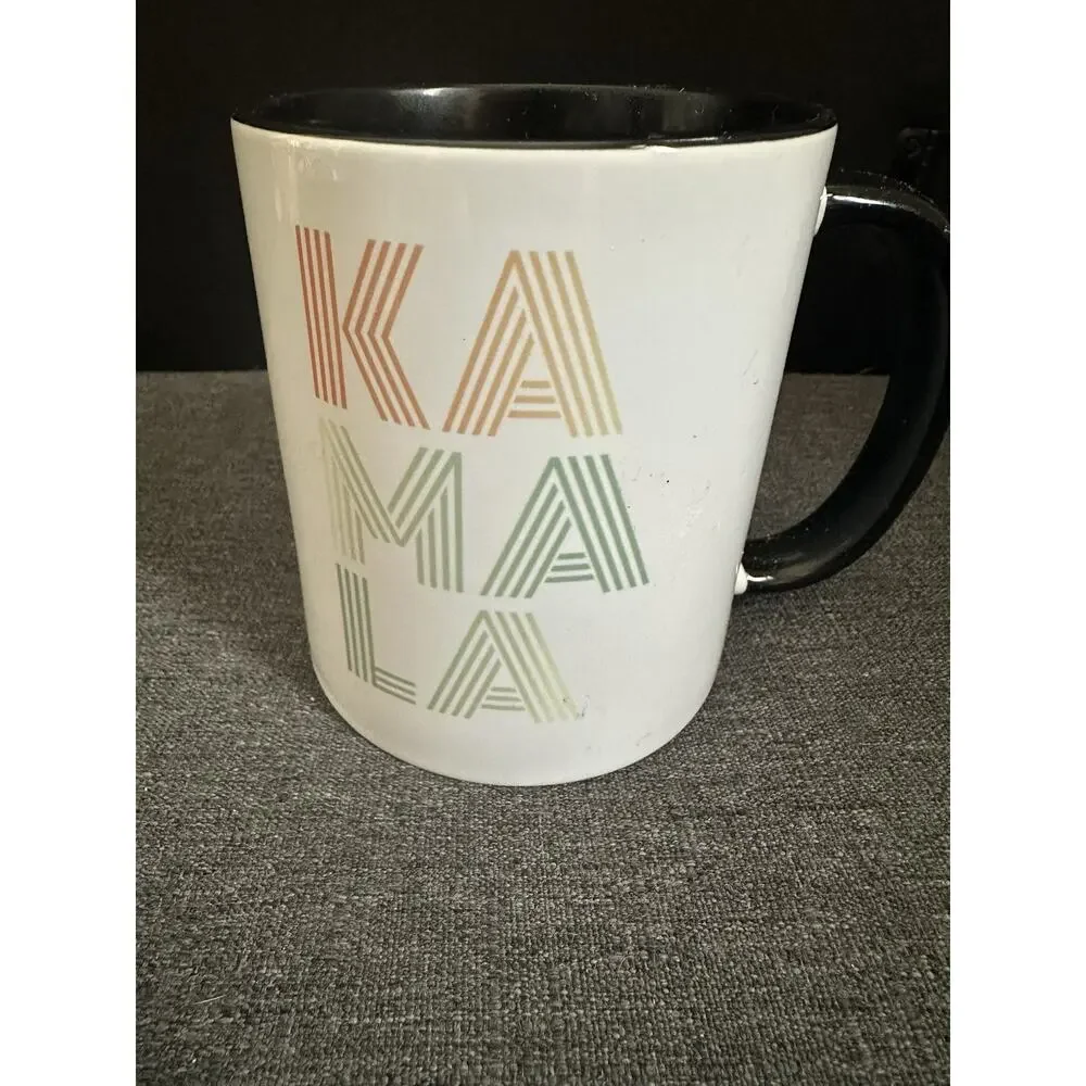 Kamala Harris Mug Retro Rainbow KAMALA Coffee Cup Black Handle Political